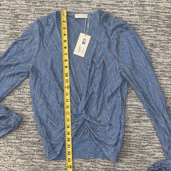 NWT Ramy Brook Chevron Dakota Twist-Front Crop Top Ocean Blue Medium - Picture 8 of 14